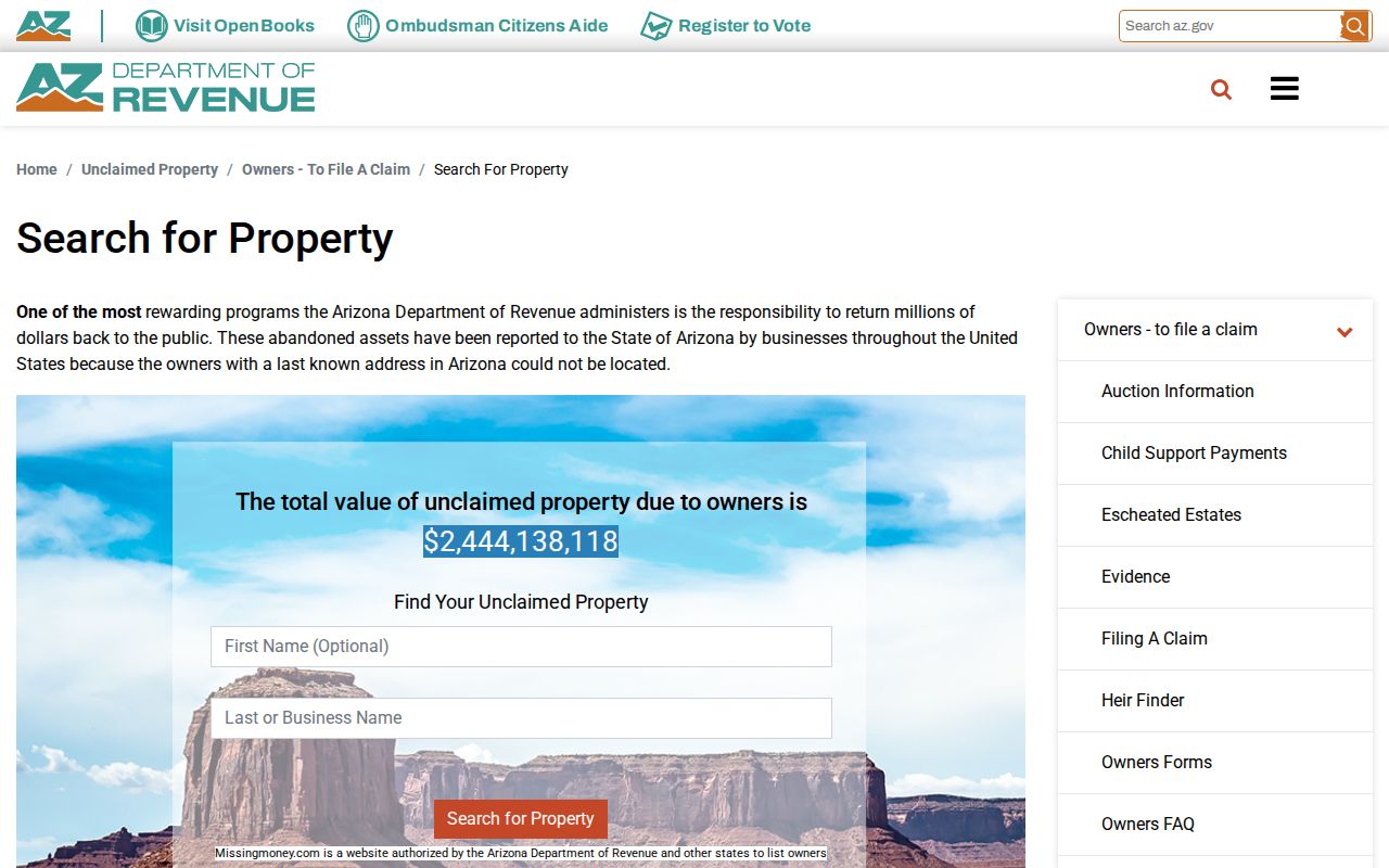 Prescott residents directory Arizona unclaimed property search