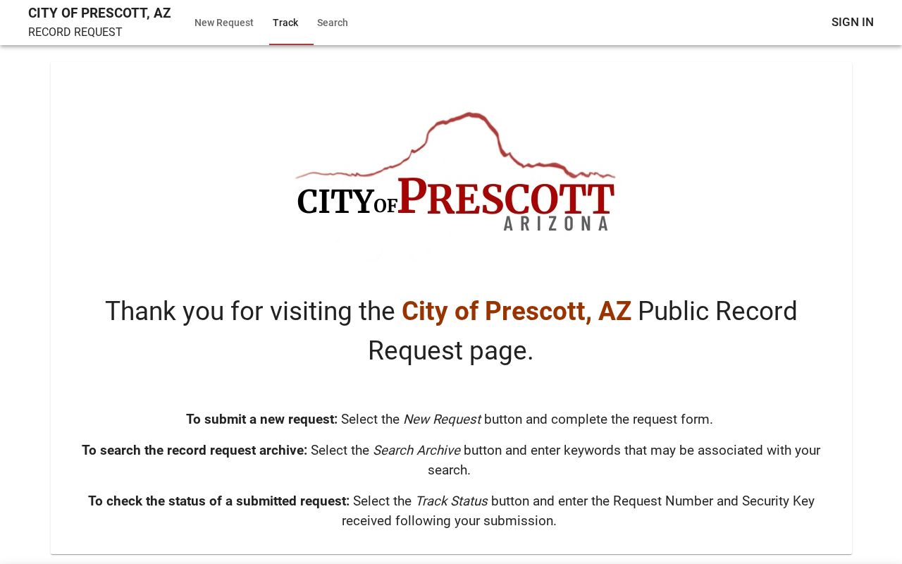 Prescott residents directory JustFOIA records request portal