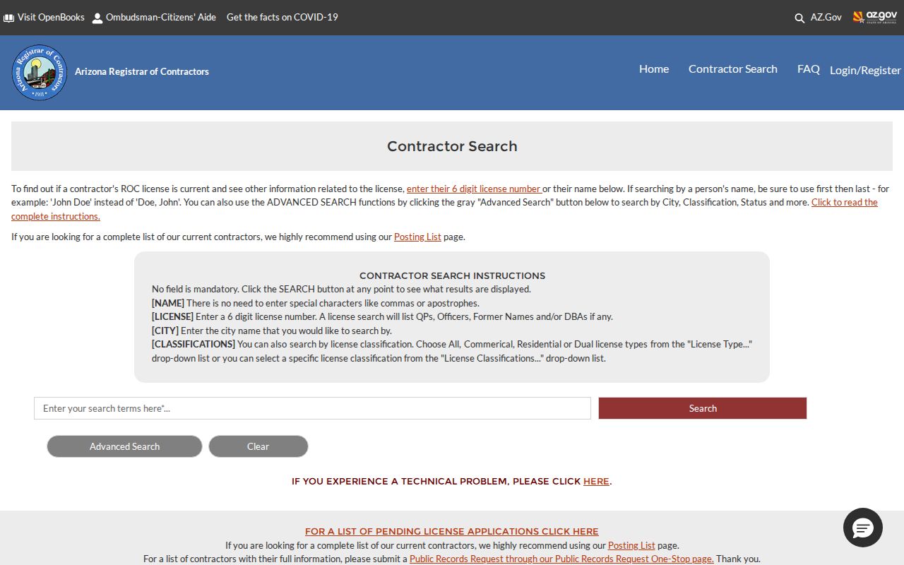 Prescott block lookup using Arizona contractor search
