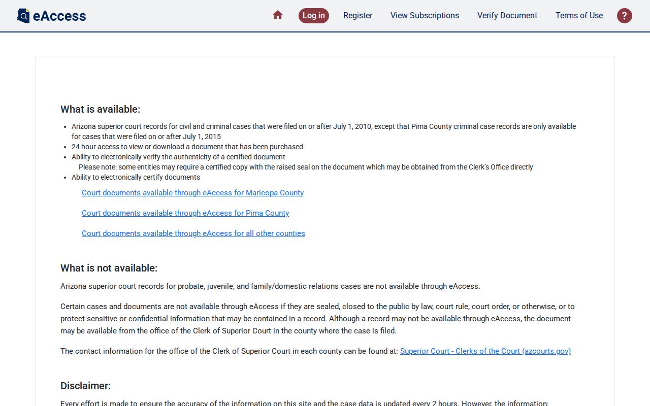 Prescott resident lookup through Arizona Superior Court eAccess