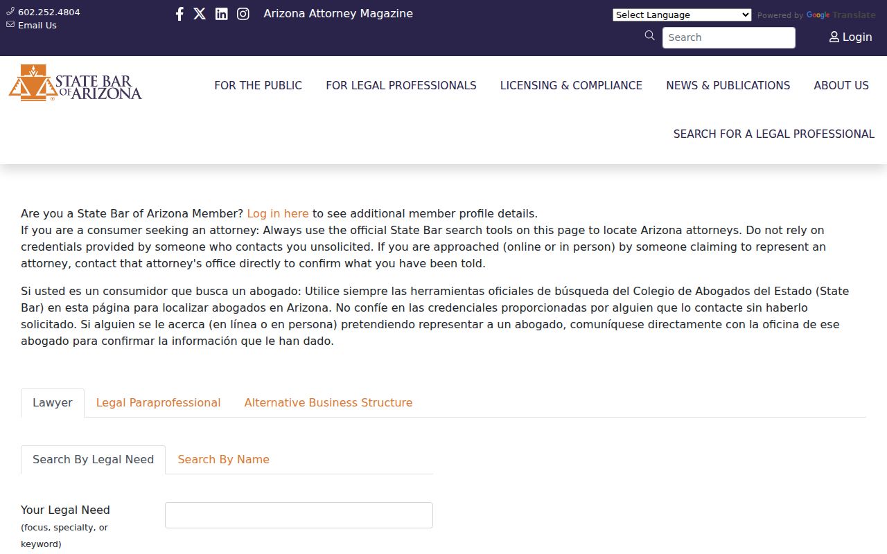 Prescott resident lookup using Arizona State Bar member directory