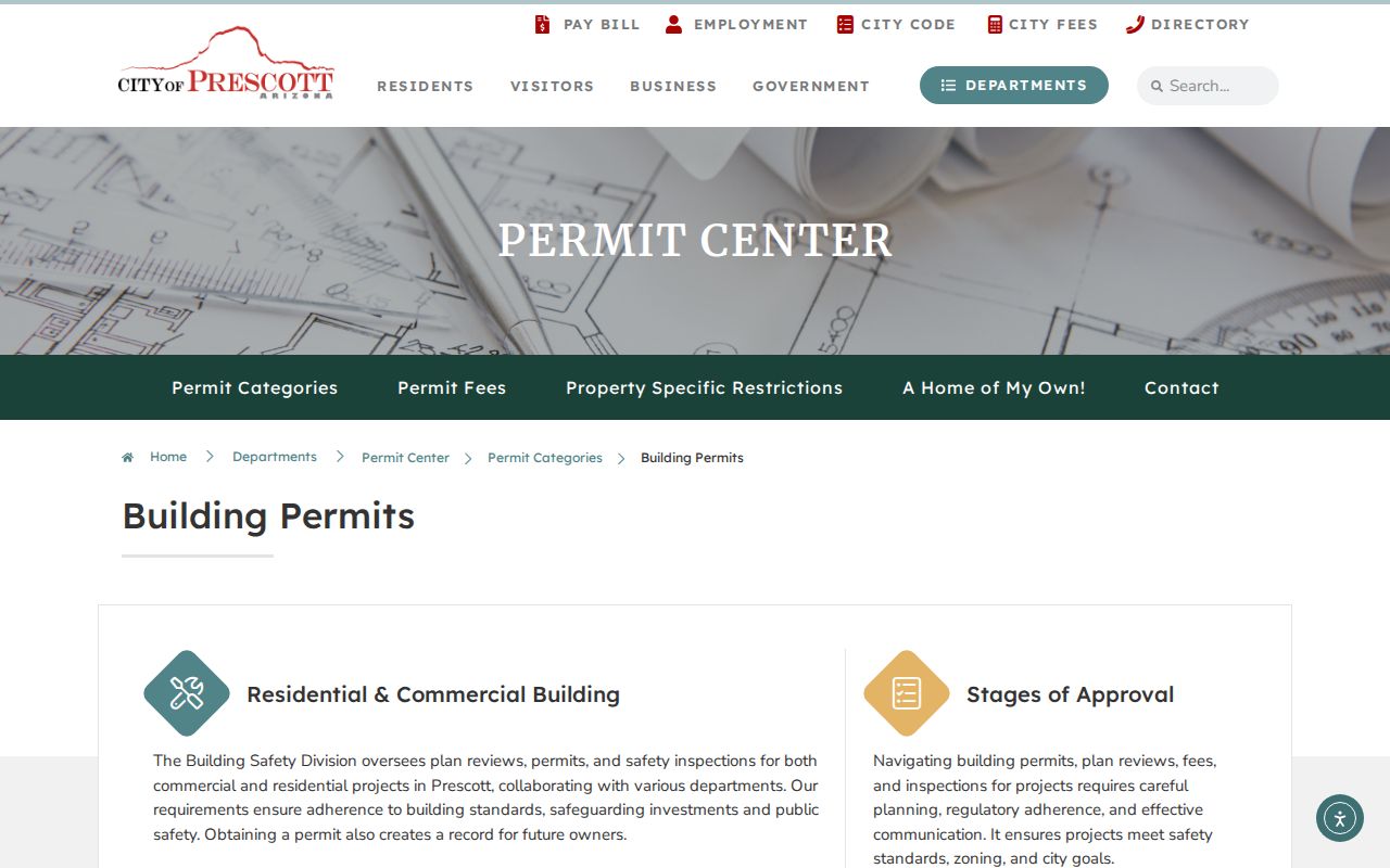 Prescott Arizona building permit categories used for street address research