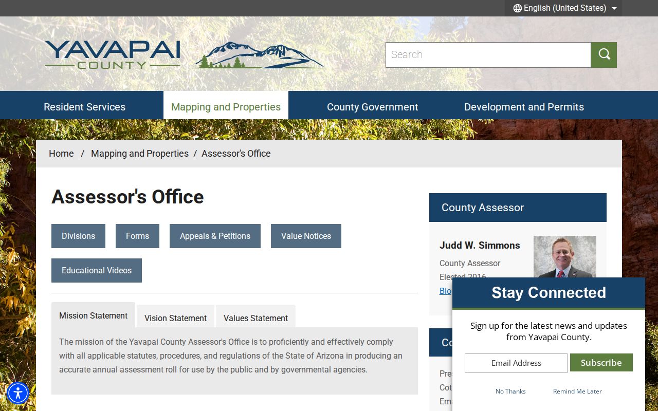 Yavapai County Assessor office resource for Prescott street and parcel records